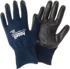 Ansell - Size L, ANSI Cut Lvl A4, Abrasion Lvl 5, Cut Resistant Gloves - Palm Coated, Black/Blue - Exact Tooling