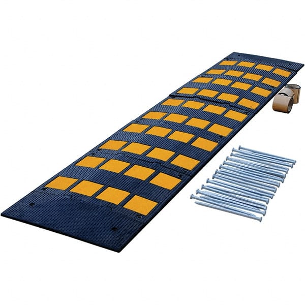 Vestil - 108" Long x 23-1/2" Wide x 37-1/2" High, Rubber Speed Hump - Yellow & Black - Exact Tooling