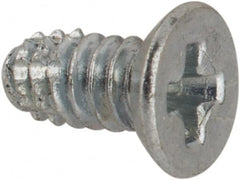 Value Collection - #4-40 UNC Thread, 1/4" OAL, #1 Phillips Drive Steel Thread Cutting Screw - Flat Undercut Head, Grade 1016-1024, Point Type F, Zinc-Plated Finish - Exact Tooling