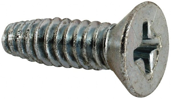 Value Collection - #10-24 UNC Thread, 5/8" OAL, #2 Phillips Drive Steel Thread Cutting Screw - Flat Head, Grade 1016-1024, Point Type F, Zinc-Plated Finish - Exact Tooling