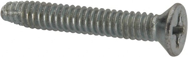 Value Collection - #10-24 UNC Thread, 1-1/4" OAL, #2 Phillips Drive Steel Thread Cutting Screw - Flat Head, Grade 1016-1024, Point Type F, Zinc-Plated Finish - Exact Tooling
