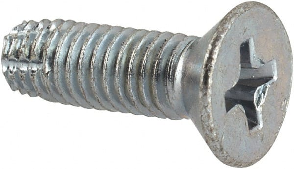 Value Collection - #10-32 UNF Thread, 5/8" OAL, #2 Phillips Drive Steel Thread Cutting Screw - Flat Head, Grade 1016-1024, Point Type F, Zinc-Plated Finish - Exact Tooling