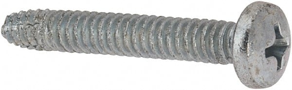 Value Collection - #10-24 UNC Thread, 1-1/4" Length Under Head, #2 Phillips Drive Steel Thread Cutting Screw - Pan Head, Grade 1016-1024, Point Type F, Zinc-Plated Finish - Exact Tooling