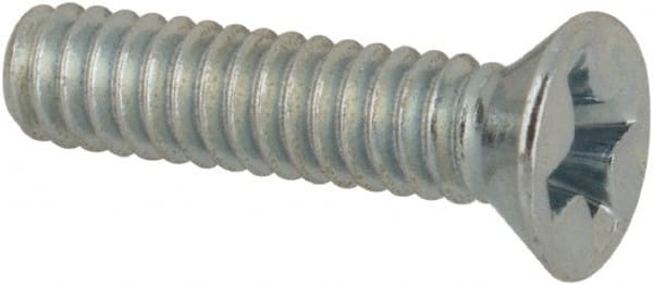 Value Collection - #2-56 UNC, 3/8" OAL Phillips Drive Machine Screw - Flat Head, Grade J82 Steel, Zinc-Plated Finish, Without Washer - Exact Tooling