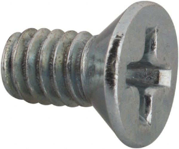Value Collection - #8-32 UNC, 5/16" OAL Phillips Drive Machine Screw - Flat Head, Grade J82 Steel, Zinc-Plated Finish, Without Washer - Exact Tooling