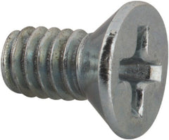 Value Collection - #8-32 UNC, 5/16" OAL Phillips Drive Machine Screw - Flat Head, Grade J82 Steel, Zinc-Plated Finish, Without Washer - Exact Tooling