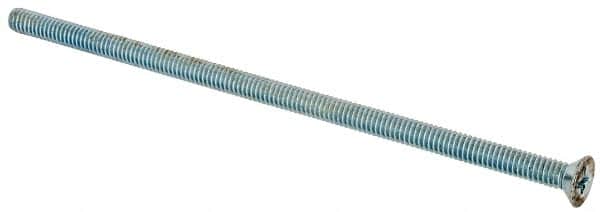 Value Collection - #8-32 UNC, 4" OAL Phillips Drive Machine Screw - Flat Head, Grade J82 Steel, Zinc-Plated Finish, Without Washer - Exact Tooling