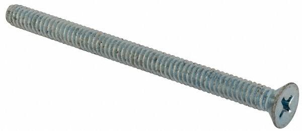 Value Collection - #10-24 UNC, 2-3/4" OAL Phillips Drive Machine Screw - Flat Head, Grade J82 Steel, Zinc-Plated Finish, Without Washer - Exact Tooling