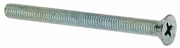 Value Collection - #10-32 UNF, 2-1/4" OAL Phillips Drive Machine Screw - Flat Head, Grade J82 Steel, Zinc-Plated Finish, Without Washer - Exact Tooling