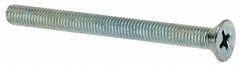Value Collection - #10-32 UNF, 2-1/4" OAL Phillips Drive Machine Screw - Flat Head, Grade J82 Steel, Zinc-Plated Finish, Without Washer - Exact Tooling