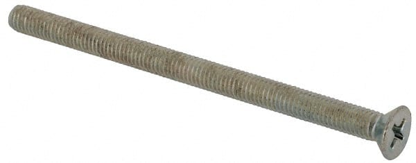 Value Collection - #10-32 UNF, 3" OAL Phillips Drive Machine Screw - Flat Head, Grade J82 Steel, Zinc-Plated Finish, Without Washer - Exact Tooling