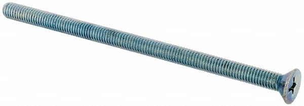 Value Collection - #10-32 UNF, 3-1/2" OAL Phillips Drive Machine Screw - Flat Head, Grade J82 Steel, Zinc-Plated Finish, Without Washer - Exact Tooling
