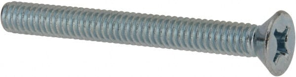 Value Collection - #12-24 UNC, 2" OAL Phillips Drive Machine Screw - Flat Head, Grade J82 Steel, Zinc-Plated Finish, Without Washer - Exact Tooling