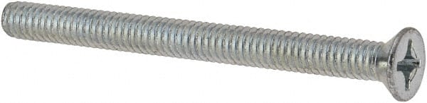 Value Collection - #12-24 UNC, 2-1/2" OAL Phillips Drive Machine Screw - Flat Head, Grade J82 Steel, Zinc-Plated Finish, Without Washer - Exact Tooling