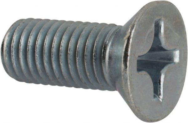 Value Collection - 1/4-28 UNF, 5/8" OAL Phillips Drive Machine Screw - Flat Head, Grade J82 Steel, Zinc-Plated Finish, Without Washer - Exact Tooling