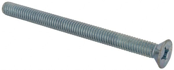 Value Collection - 5/16-18 UNC, 4" OAL Phillips Drive Machine Screw - Flat Head, Grade J82 Steel, Zinc-Plated Finish, Without Washer - Exact Tooling