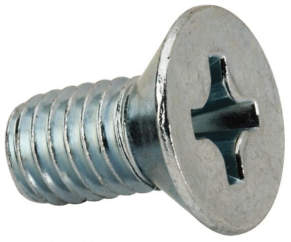 Value Collection - 3/8-16 UNC, 3/4" OAL Phillips Drive Machine Screw - Flat Head, Grade J82 Steel, Zinc-Plated Finish, Without Washer - Exact Tooling