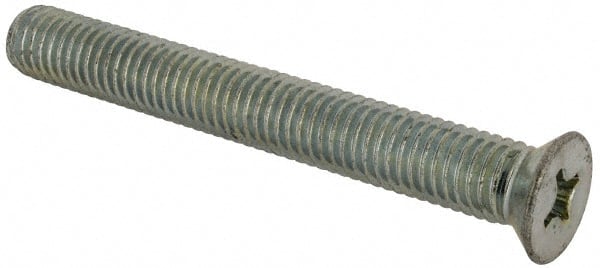 Value Collection - 1/2-13 UNC, 4" OAL Phillips Drive Machine Screw - Flat Head, Grade J82 Steel, Zinc-Plated Finish, Without Washer - Exact Tooling