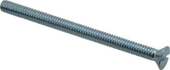 Value Collection - 1/4-20 UNC, 3-1/2" OAL Slotted Drive Machine Screw - Flat Head, Grade J82 Steel, Zinc-Plated Finish, Without Washer - Exact Tooling
