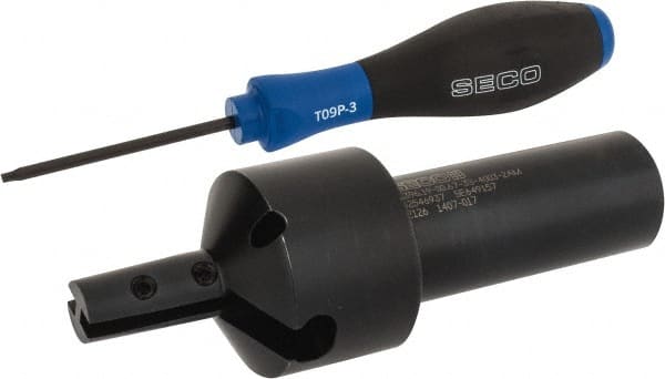 Seco - 0.67" Cut Diam, 0.98" Max Depth of Cut, 1" Shank Diam, Indexable Thread Mill - 40mm Insert Size, 2 Inserts, Toolholder Style R396.19, 4.55" OAL - Exact Tooling