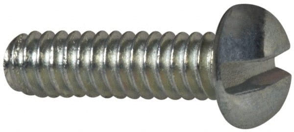 Value Collection - #2-56 UNC, 5/16" Length Under Head Slotted Drive Machine Screw - Round Head, Grade J82 Steel, Zinc-Plated Finish, Without Washer - Exact Tooling