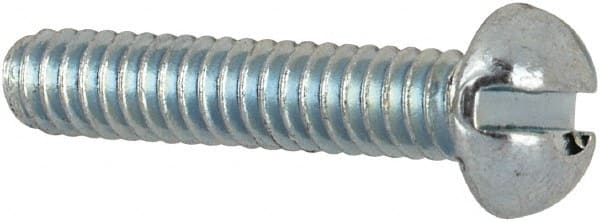 Value Collection - #2-56 UNC, 7/16" Length Under Head Slotted Drive Machine Screw - Round Head, Grade J82 Steel, Zinc-Plated Finish, Without Washer - Exact Tooling