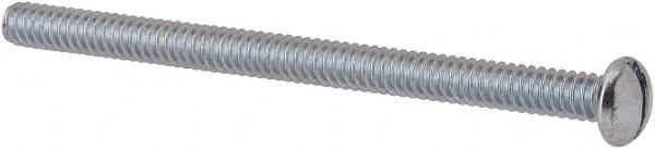 Value Collection - #10-24 UNC, 2-3/4" Length Under Head Slotted Drive Machine Screw - Round Head, Grade J82 Steel, Zinc-Plated Finish, Without Washer - Exact Tooling