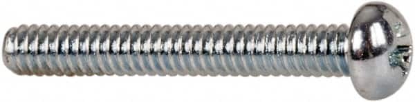 Value Collection - #2-56 UNC, 5/8" Length Under Head Phillips Drive Machine Screw - Round Head, Grade J82 Steel, Zinc-Plated Finish, Without Washer - Exact Tooling