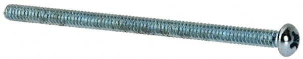 Value Collection - #6-32 UNC, 2-1/2" Length Under Head Phillips Drive Machine Screw - Round Head, Grade J82 Steel, Zinc-Plated Finish, Without Washer - Exact Tooling