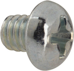 Value Collection - #8-32 UNC, 3/16" Length Under Head Phillips Drive Machine Screw - Round Head, Grade J82 Steel, Zinc-Plated Finish, Without Washer - Exact Tooling