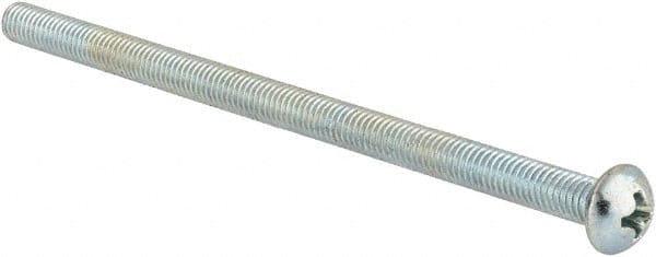 Value Collection - #10-32 UNF, 3-1/2" Length Under Head Phillips Drive Machine Screw - Round Head, Grade J82 Steel, Zinc-Plated Finish, Without Washer - Exact Tooling