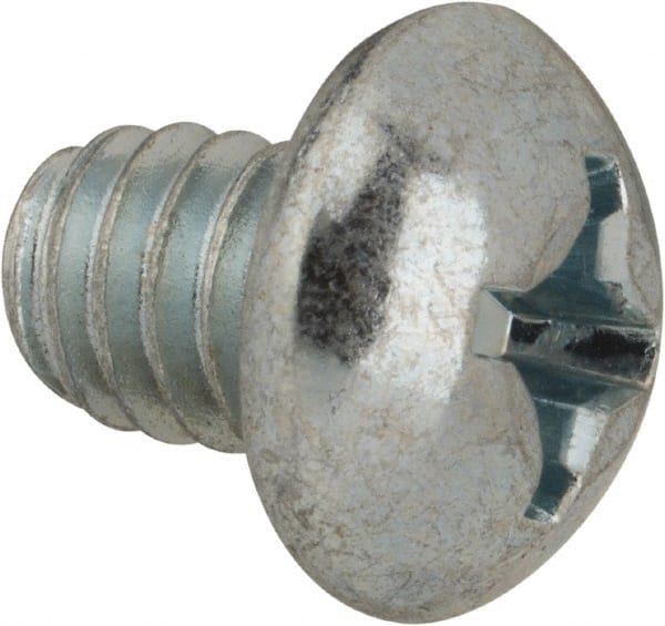 Value Collection - #12-24 UNC, 1/4" Length Under Head Phillips Drive Machine Screw - Round Head, Grade J82 Steel, Zinc-Plated Finish, Without Washer - Exact Tooling