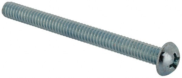 Value Collection - 1/4-20 UNC, 2-3/4" Length Under Head Phillips Drive Machine Screw - Round Head, Grade J82 Steel, Zinc-Plated Finish, Without Washer - Exact Tooling