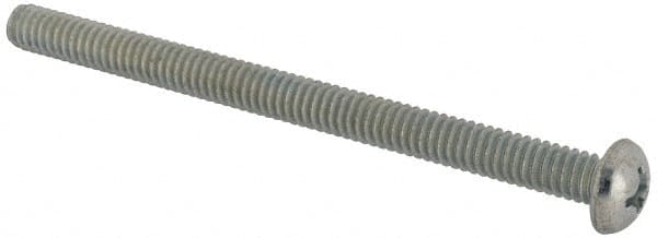Value Collection - 1/4-20 UNC, 3-1/2" Length Under Head Phillips Drive Machine Screw - Round Head, Grade J82 Steel, Zinc-Plated Finish, Without Washer - Exact Tooling