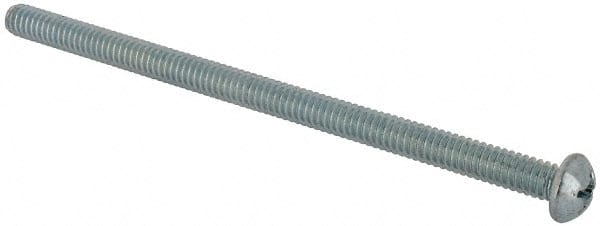 Value Collection - 1/4-20 UNC, 4-1/2" Length Under Head Phillips Drive Machine Screw - Round Head, Grade J82 Steel, Zinc-Plated Finish, Without Washer - Exact Tooling