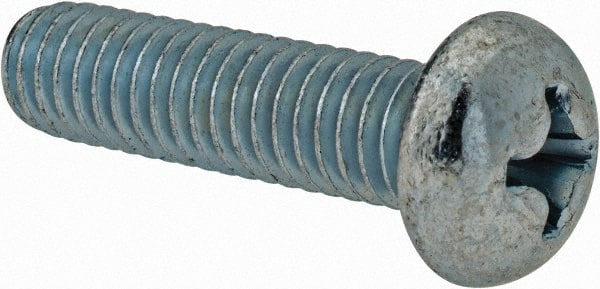 Value Collection - 5/16-18 UNC, 1-1/4" Length Under Head Phillips Drive Machine Screw - Round Head, Grade J82 Steel, Zinc-Plated Finish, Without Washer - Exact Tooling
