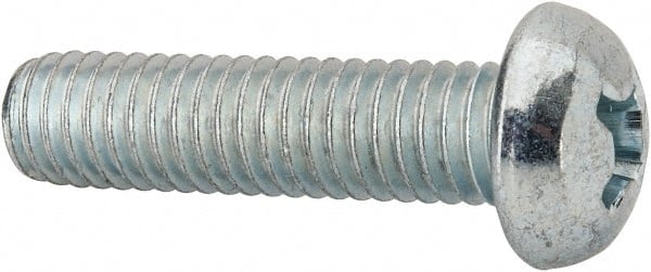 Value Collection - 3/8-16 UNC, 1-1/2" Length Under Head Phillips Drive Machine Screw - Round Head, Grade J82 Steel, Zinc-Plated Finish, Without Washer - Exact Tooling