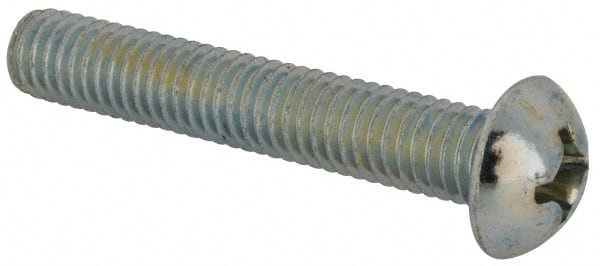 Value Collection - 3/8-16 UNC, 2-1/4" Length Under Head Phillips Drive Machine Screw - Round Head, Grade J82 Steel, Zinc-Plated Finish, Without Washer - Exact Tooling