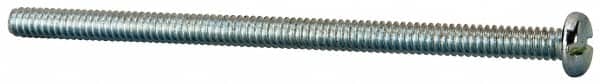 Value Collection - #10-24 UNC, 3-1/2" Length Under Head Slotted Drive Machine Screw - Pan Head, Grade J82 Steel, Zinc-Plated Finish, Without Washer - Exact Tooling