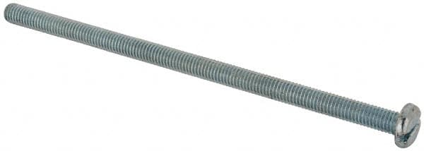 Value Collection - #10-32 UNF, 4" Length Under Head Slotted Drive Machine Screw - Pan Head, Grade J82 Steel, Zinc-Plated Finish, Without Washer - Exact Tooling