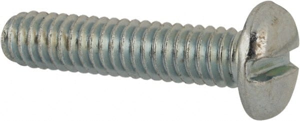 Value Collection - #12-24 UNC, 1" Length Under Head Slotted Drive Machine Screw - Pan Head, Grade J82 Steel, Zinc-Plated Finish, Without Washer - Exact Tooling