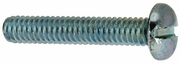 Value Collection - #12-24 UNC, 1-1/4" Length Under Head Slotted Drive Machine Screw - Pan Head, Grade J82 Steel, Zinc-Plated Finish, Without Washer - Exact Tooling