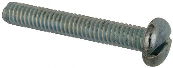 Value Collection - #12-24 UNC, 1-1/2" Length Under Head Slotted Drive Machine Screw - Pan Head, Grade J82 Steel, Zinc-Plated Finish, Without Washer - Exact Tooling