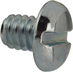 Value Collection - 1/4-20 UNC, 5/16" Length Under Head Slotted Drive Machine Screw - Pan Head, Grade J82 Steel, Zinc-Plated Finish, Without Washer - Exact Tooling