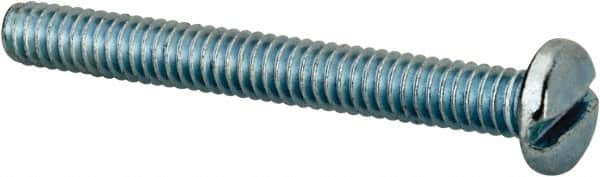 Value Collection - 1/4-20 UNC, 2-1/4" Length Under Head Slotted Drive Machine Screw - Pan Head, Grade J82 Steel, Zinc-Plated Finish, Without Washer - Exact Tooling
