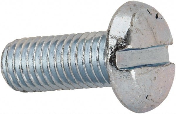 Value Collection - 1/4-28 UNF, 5/8" Length Under Head Slotted Drive Machine Screw - Pan Head, Grade J82 Steel, Zinc-Plated Finish, Without Washer - Exact Tooling