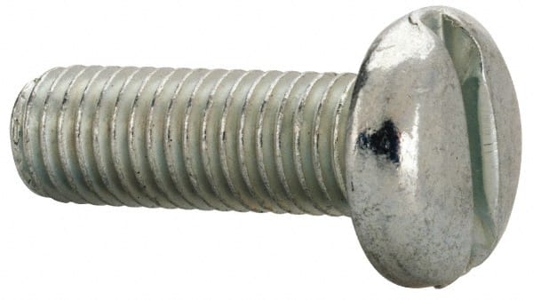 Value Collection - 1/4-28 UNF, 3/4" Length Under Head Slotted Drive Machine Screw - Pan Head, Grade J82 Steel, Zinc-Plated Finish, Without Washer - Exact Tooling