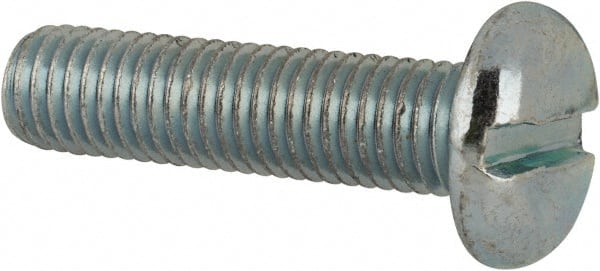 Value Collection - 1/4-28 UNF, 1" Length Under Head Slotted Drive Machine Screw - Pan Head, Grade J82 Steel, Zinc-Plated Finish, Without Washer - Exact Tooling