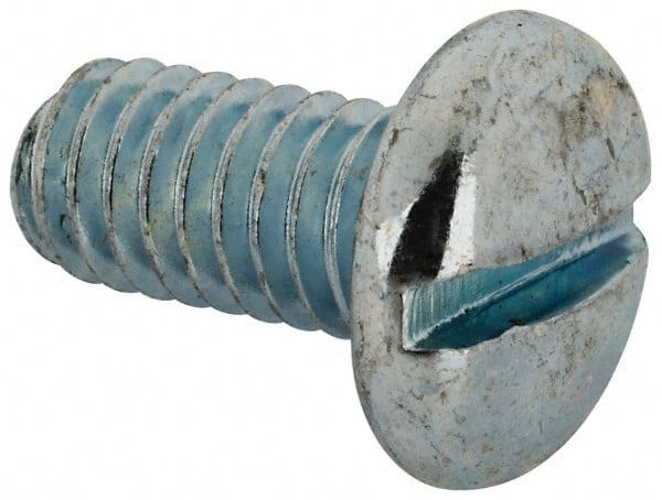 Value Collection - 5/16-18 UNC, 5/8" Length Under Head Slotted Drive Machine Screw - Pan Head, Grade J82 Steel, Zinc-Plated Finish, Without Washer - Exact Tooling
