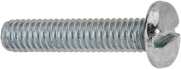 Value Collection - 5/16-18 UNC, 1-1/2" Length Under Head Slotted Drive Machine Screw - Pan Head, Grade J82 Steel, Zinc-Plated Finish, Without Washer - Exact Tooling